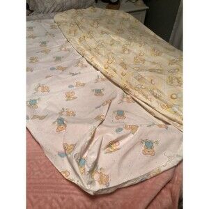 2 Vintage Fitted Crib Sheets  Teddy Bear& Rabbit